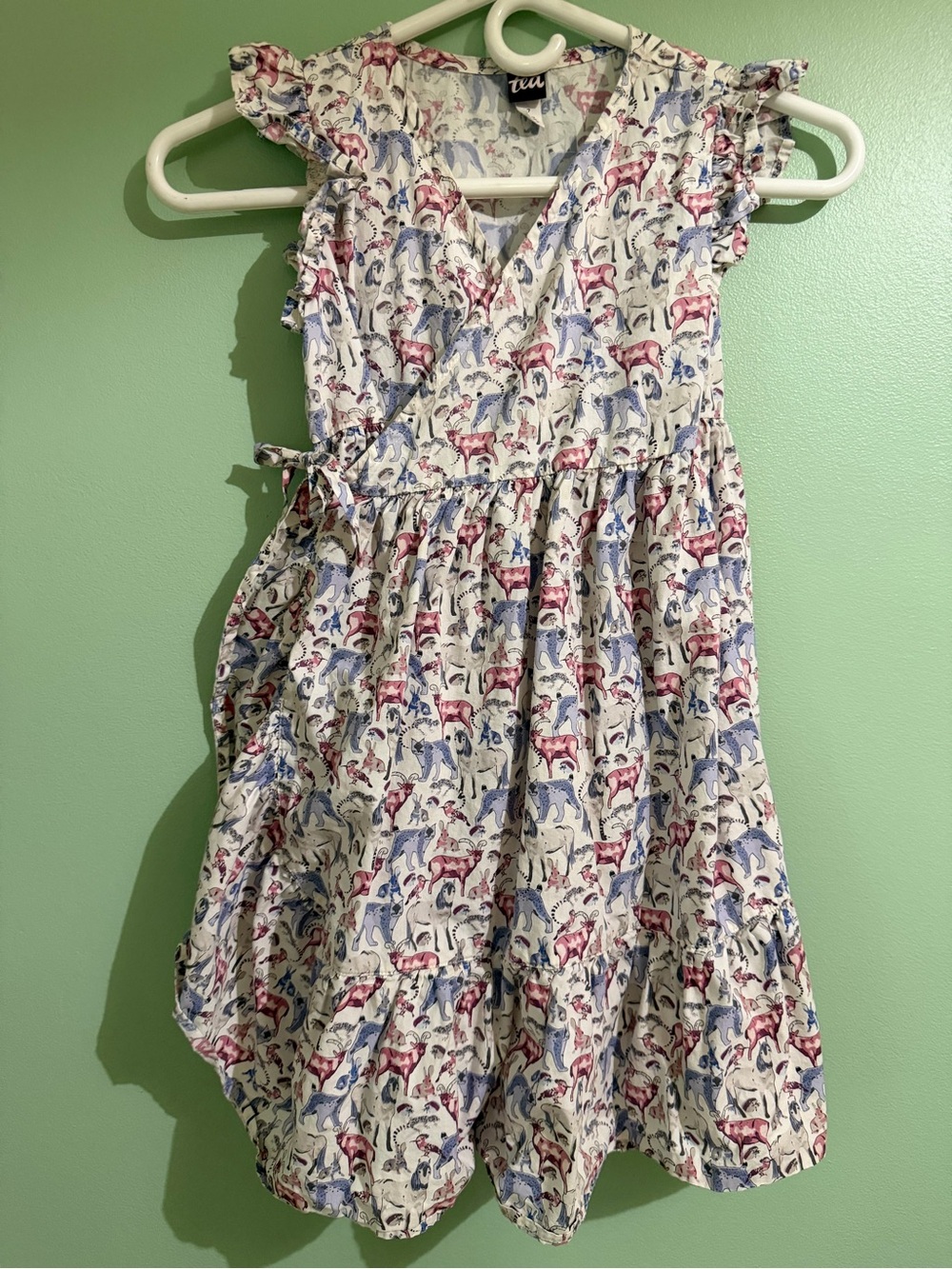 Tea Collection Woven Wildlife Print Wrap Dress Girls 7